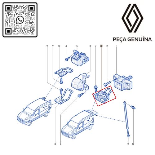 RN 031631 8200031631 Batente Inferior Porta Traseira Kangoo Express 4